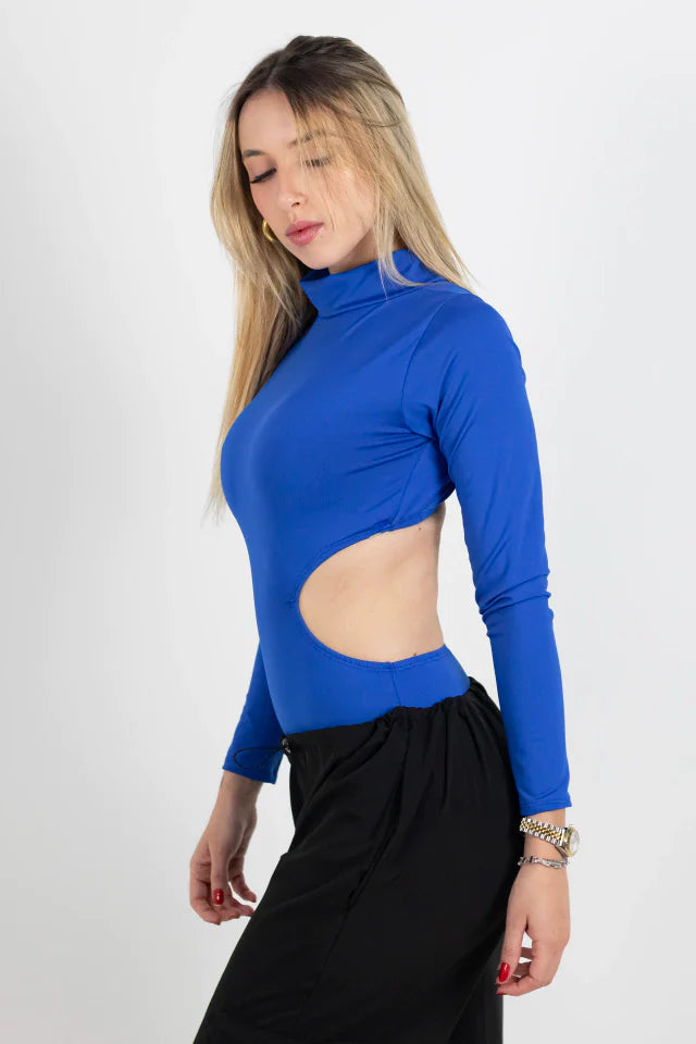 body feminino poliamida malha azul giovanna